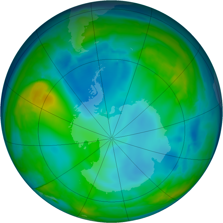 Antarctic ozone map for 21 July 2008